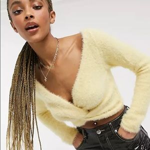 NEW threadbare sasha twist front fluffy cropped sweater